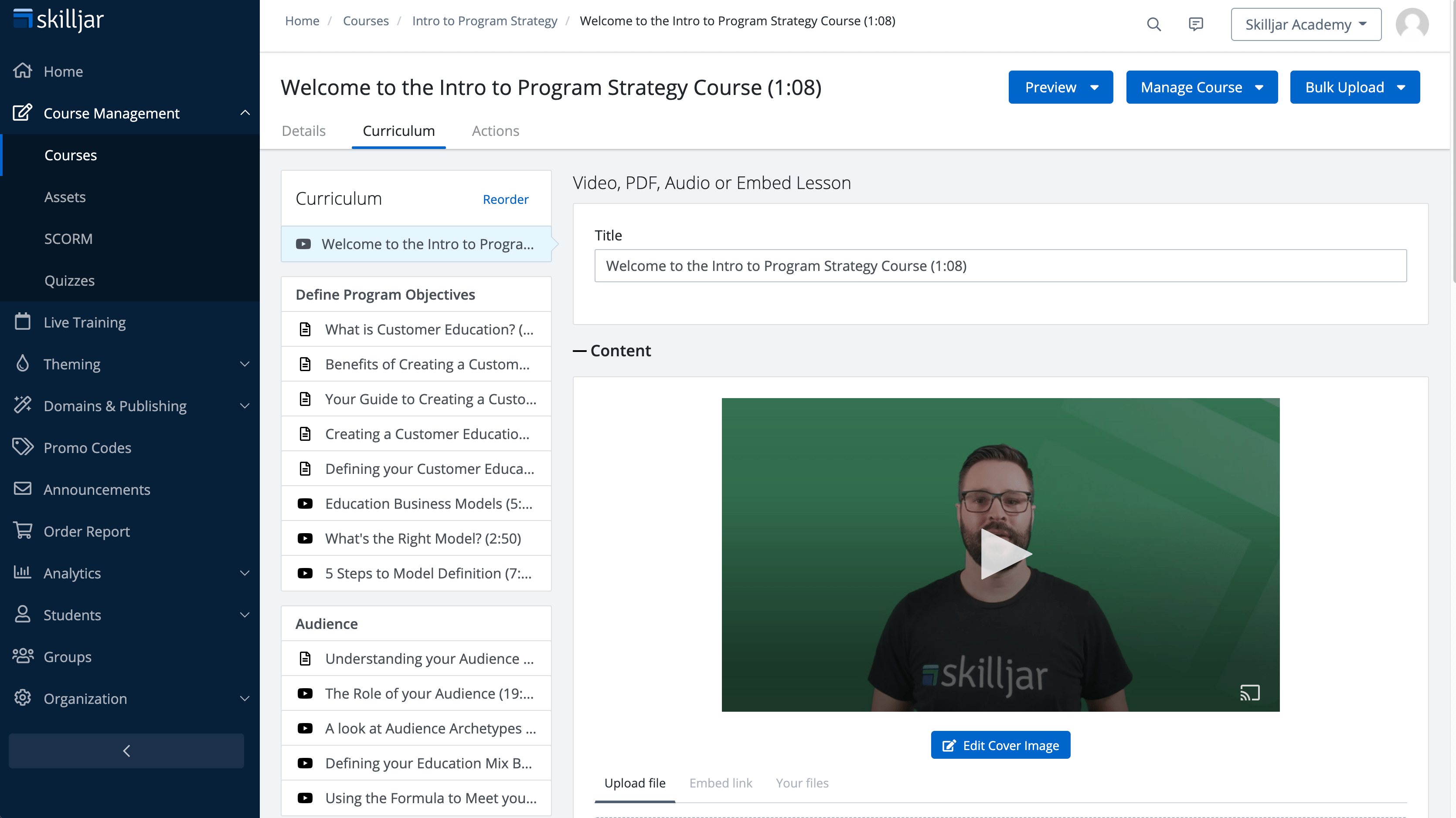 screenshot of Skilljar Customer Education